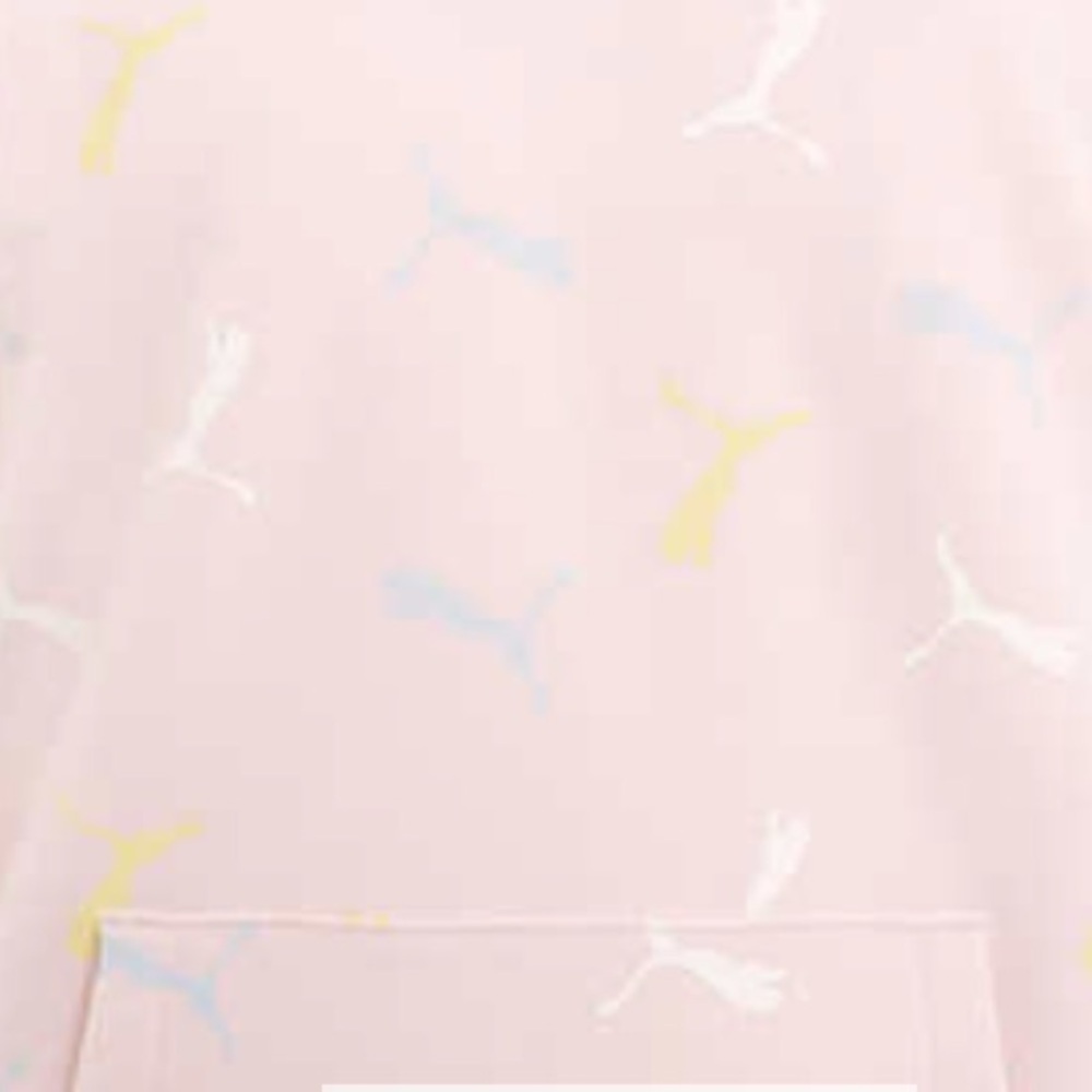 Puma Girls Logo Print Hoodie Pink Size Small 7/8 - Picture 3 of 3